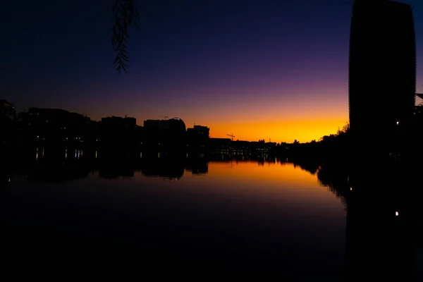 Прекрасний Захід Сонця Озері — стокове фото