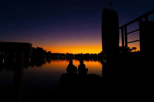 Belo Pôr Sol Lago — Fotografia de Stock