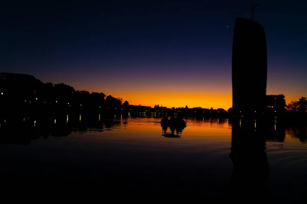 Belo Pôr Sol Lago — Fotografia de Stock