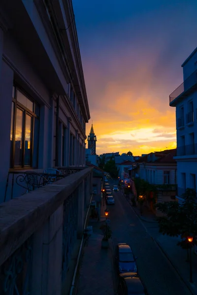 Batumi Georgia Septiembre 2021 Parnavaza Mepe Street Sunset — Foto de Stock