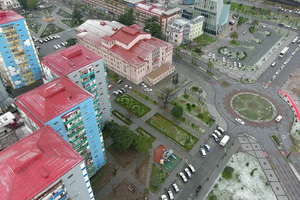 Stadt Batumi Nach Schneefall Luftaufnahme — Stockfoto