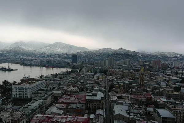Batumi Város Hóesés Után Légi Kilátás — Stock Fotó