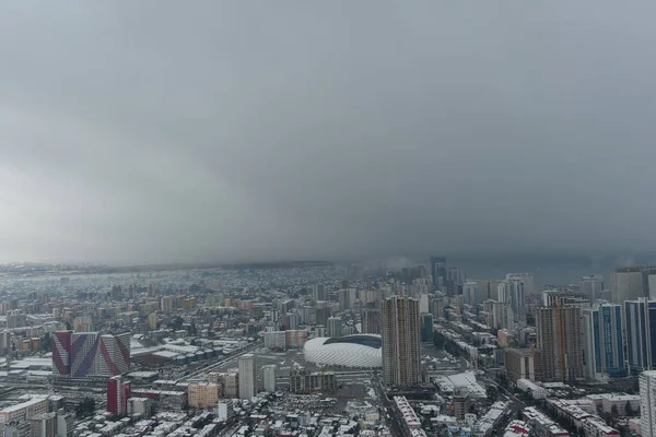 Batumi Város Hóesés Után Légi Kilátás — Stock Fotó