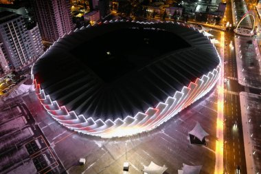 Batum şehri, gece, hava manzarası