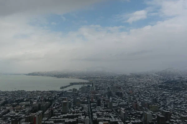 Batumi Város Hóesés Után Légi Kilátás — Stock Fotó