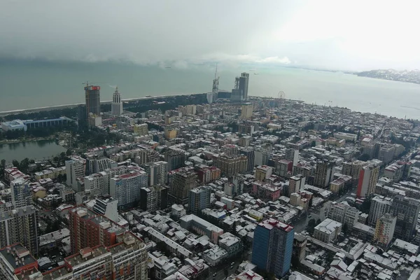 Batumi Città Dopo Nevicata Vista Aerea — Foto Stock