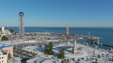 Karla kaplı Batumi, Adjara, Georgia 'nın hava manzarası