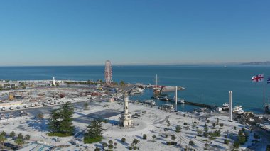 Karla kaplı Batumi, Adjara, Georgia 'nın hava manzarası
