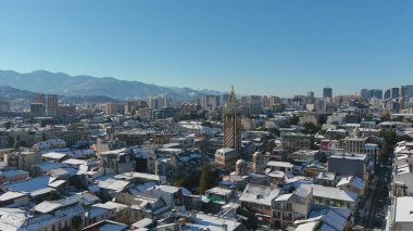 Karla kaplı Batumi, Adjara, Georgia 'nın hava manzarası