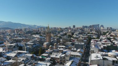 Karla kaplı Batumi, Adjara, Georgia 'nın hava manzarası
