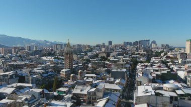 Karla kaplı Batumi, Adjara, Georgia 'nın hava manzarası
