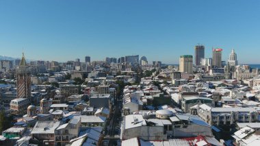 Karla kaplı Batumi, Adjara, Georgia 'nın hava manzarası