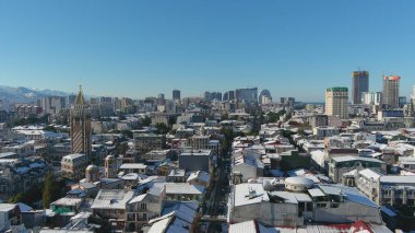 Karla kaplı Batumi, Adjara, Georgia 'nın hava manzarası