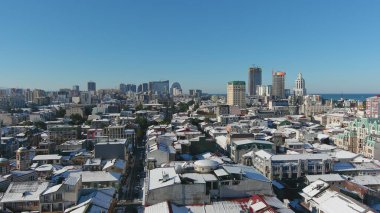 Karla kaplı Batumi, Adjara, Georgia 'nın hava manzarası