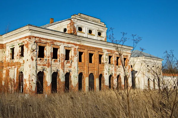 Ruins of the manor house of the abandoned Chernyshov estate, the village of Yaropolets, Moscow region of Russia.