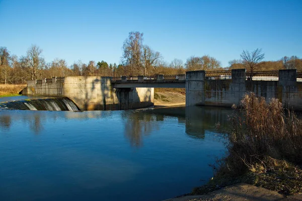 The spillway of the dam of the Yaropolskaya hydroelectric power station named after Lenin, Moscow region of Russia.