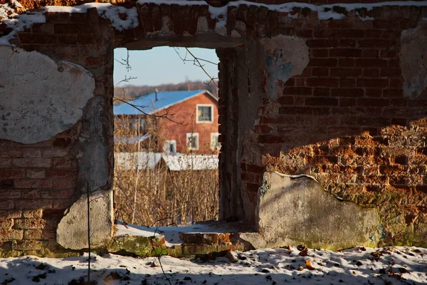 Ruins of an outhouse for servants in the Lyakhovo estate, Moscow region, Russia.