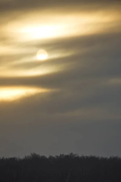 Sol Frío Cielo Nublado Invierno —  Fotos de Stock