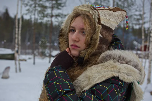 Portrait Animator Girl National Sami Costume — Stock Photo, Image