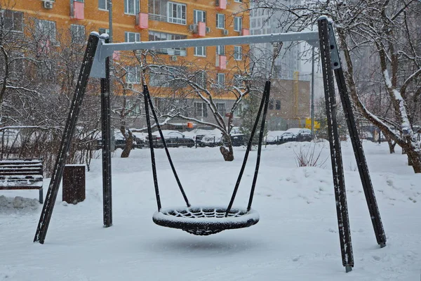 Swing Snow Playground — Stock fotografie