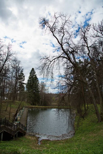 Manor Park Pond Cloudy Spring Day —  Fotos de Stock