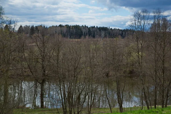 Cloudy Spring Day Likova River — Φωτογραφία Αρχείου