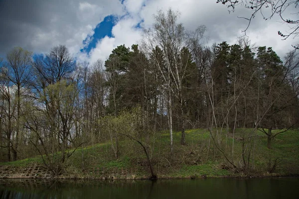 Manor Park Pond Cloudy Spring Day — Φωτογραφία Αρχείου