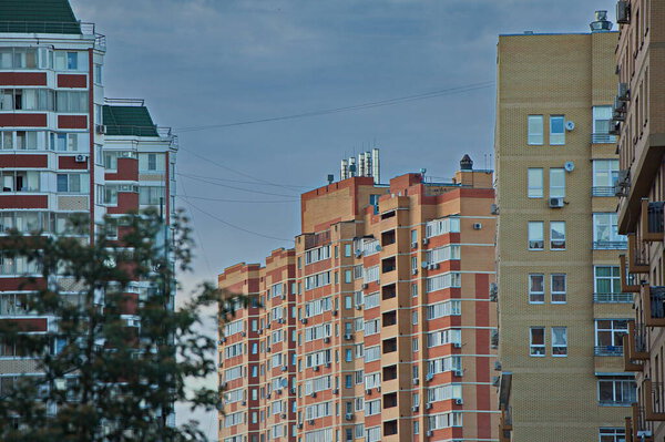 New buildings in Moscow on a cloudy summer evening.