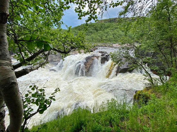Los Rápidos Rocosos Del Río Titovka Región Murmansk Rusia —  Fotos de Stock