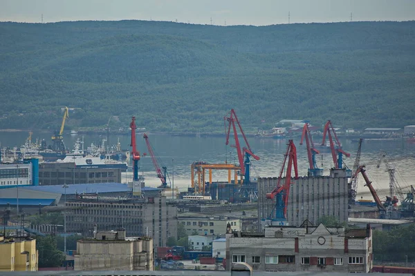 Vue Port Maritime Ville Mourmansk Russie — Photo