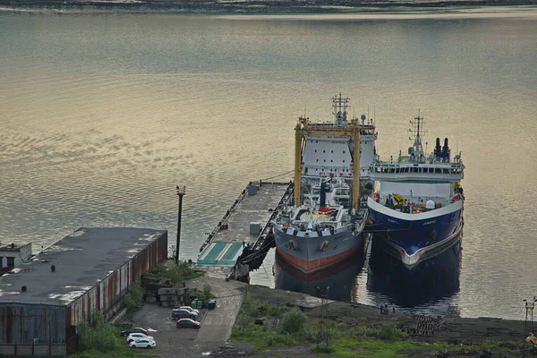 Uitzicht Baai Van Kola Schepen Moermansk Rusland — Stockfoto