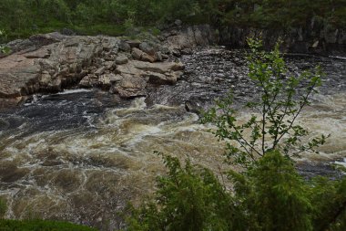 Rusya 'nın Murmansk bölgesindeki Kola Yarımadası' ndaki Titovka Nehri.