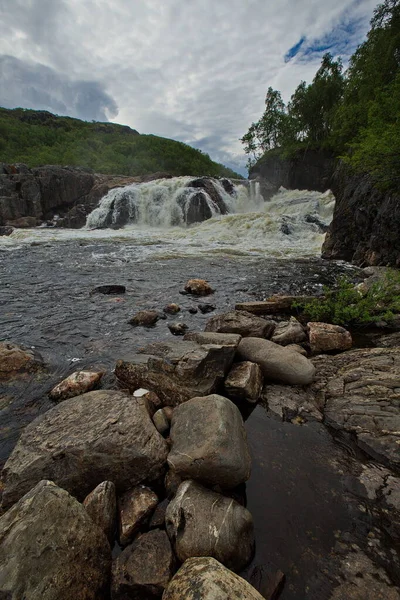 Rapide Rocciose Del Fiume Titovka Regione Murmansk Della Russia — Foto Stock