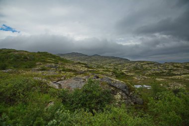 Rusya 'nın Murmansk bölgesinden Kola Yarımadası' ndan Rocky Tundra.