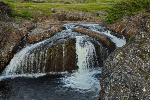 Wasserfall Fluss Der Kola Tundra — Stockfoto