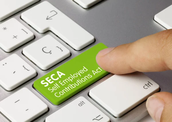 Seca Self Employed Contributions Act Written Green Key Metallic Keyboard — Stock fotografie