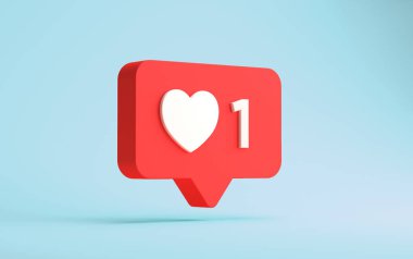 Mavi arkaplanda izole edilmiş yüzen bildirim gibi sosyal ağın 3d görüntülenmesi