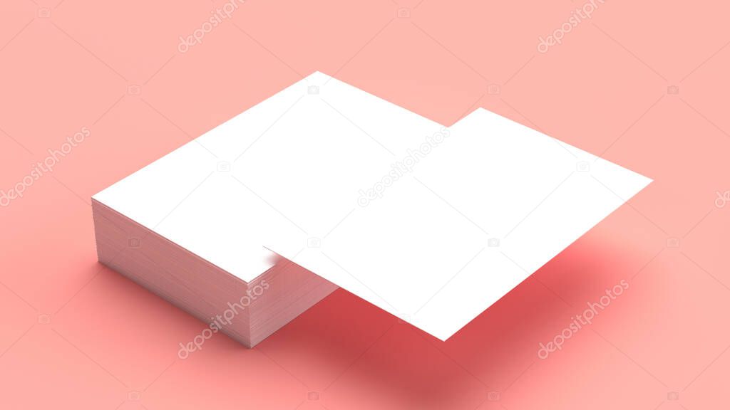 Business card mockup on a pink background. Branding design concept. Insert your design