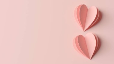 Sevgililer Günü 'nüz kutlu olsun. Sevgililer gününüz kutlu olsun. Üç boyutlu çerçeveli zarif bir şablon. Asgari 3D illüstrasyon düğün konsepti