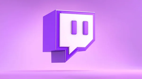 Valencia Spain April 2021 Minimal Twitch Icon Isolated Purple Background — 스톡 사진