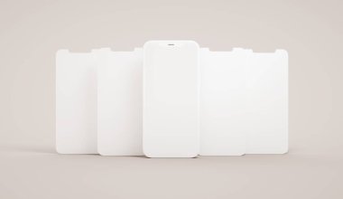 Cep telefonu boş ekran modeli ve üç boyutlu görüntüler. Uygulama arayüzü, ux ui ve web tasarım şablonu