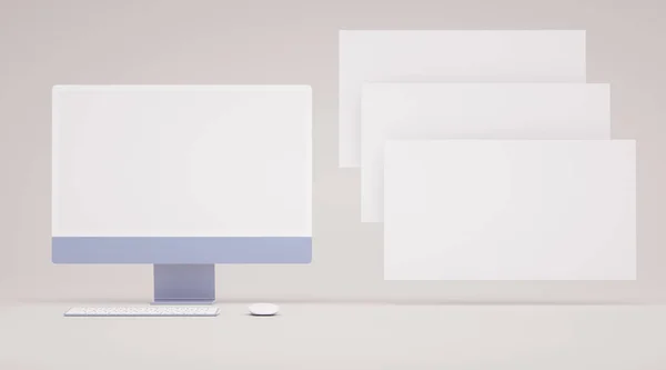 Kolorowa Makieta Ekranu Komputera Czystym Ekranem Pływające Slajdy Projektowania Koncepcji — Zdjęcie stockowe