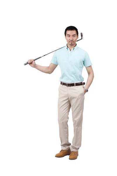 Jeune homme en costume et golf — Photo