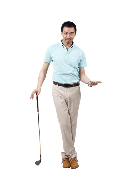 Jeune homme en costume et golf — Photo