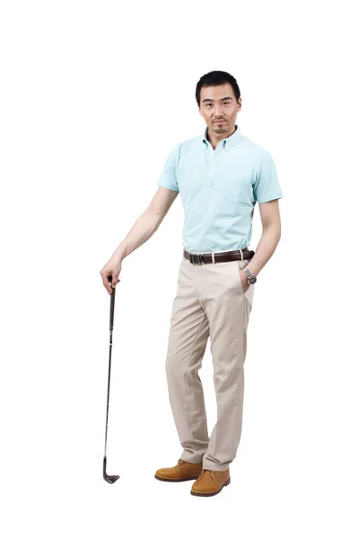 Jeune homme en costume et golf — Photo