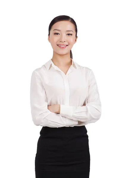 Retrato de una joven empresaria feliz — Foto de Stock