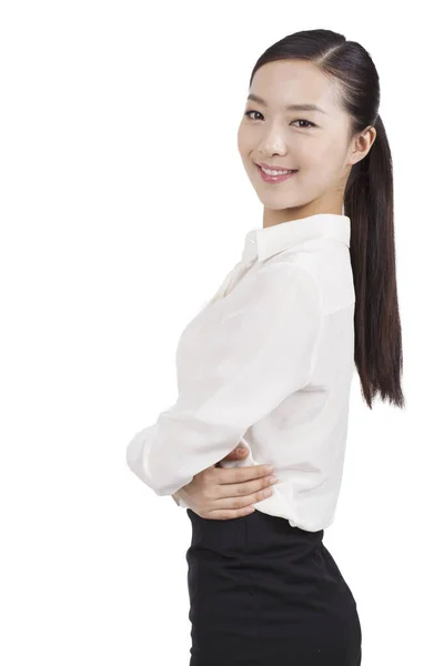 Портрет счастливой молодой деловой женщины — стоковое фото