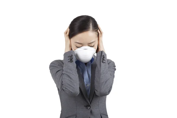 Portrait of a woman wearing a face mask — Stock Photo, Image