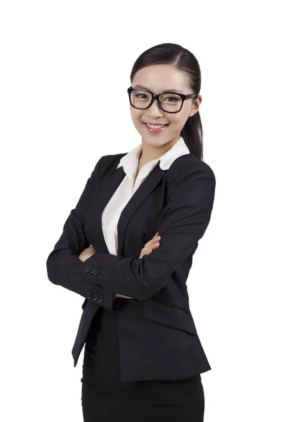 Retrato de una joven empresaria feliz — Foto de Stock