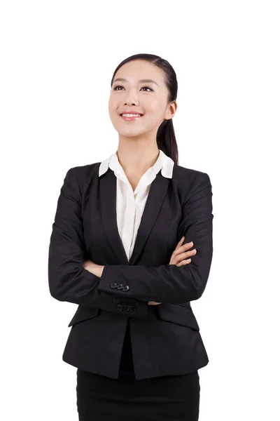 Retrato de una joven empresaria feliz — Foto de Stock